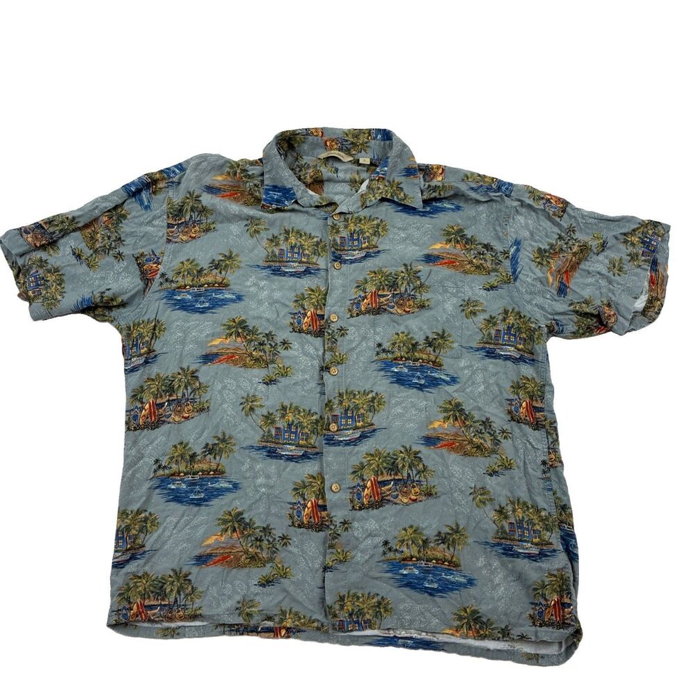 Paradise Collection Hawaiian Shirt Mens XL Floral Short Sleeve Button Up Rayon
